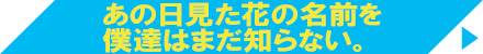 あの日見た花の名前を僕達はまだ知らない。