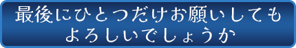 最後にひとつだけお願いしてもよろしいでしょうか